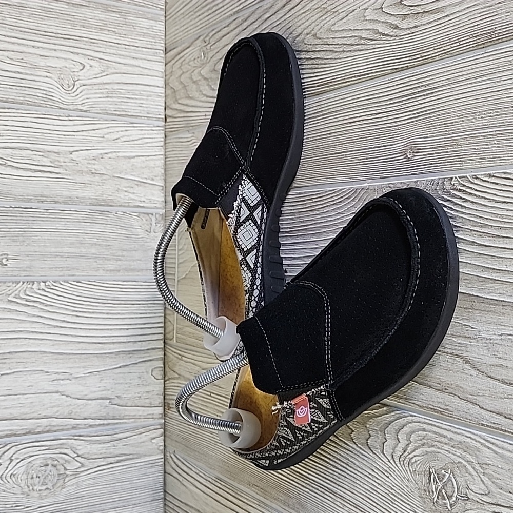 Black Slip-On Suede Clog Mule - Women's Comfort Shoe